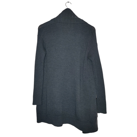Haute Hippie 100% Merino Wool Longline Charcoal Gray Knit Open Cardigan XS/S - Picture 2 of 9